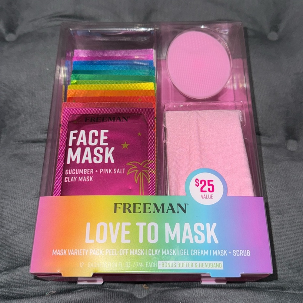 Face Mask Variety Set with face scrubber and headband.